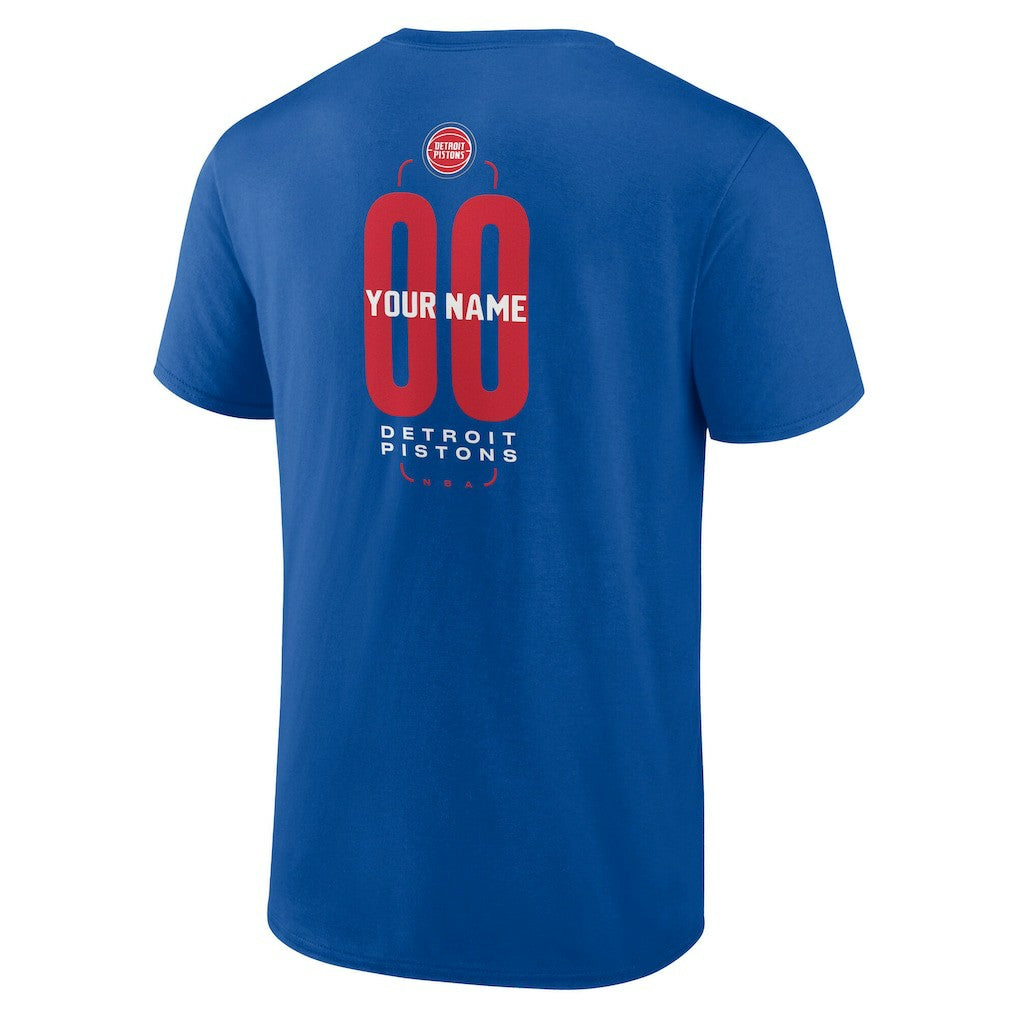 NBA - Detroit Pistons Center Court Name & Number Custom T-Shirt - Blue