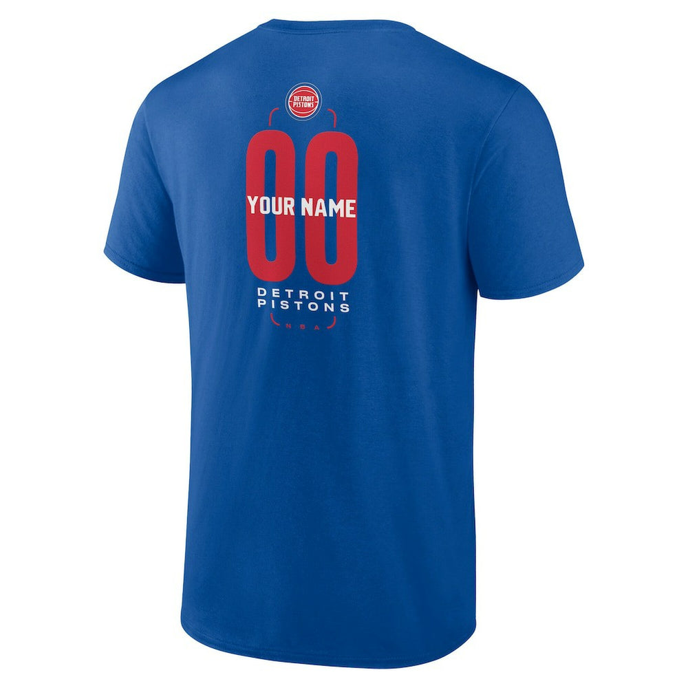 NBA - Detroit Pistons Center Court Name & Number Custom T-Shirt - Blue