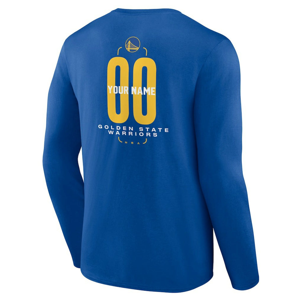 NBA - Golden State Warriors Center Court Name & Number Custom Long Sleeve T-Shirt - Royal