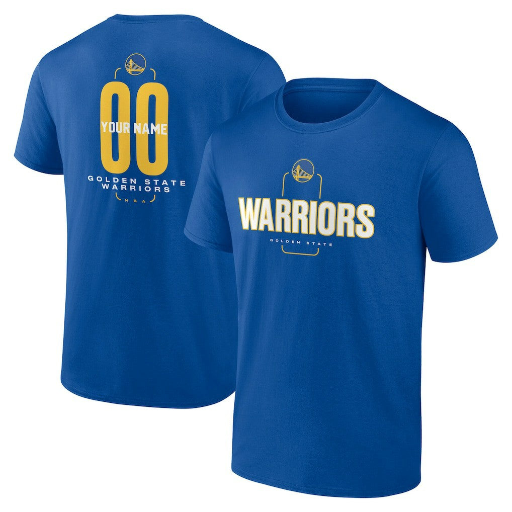 NBA - Golden State Warriors Center Court Name & Number Custom T-Shirt - Royal