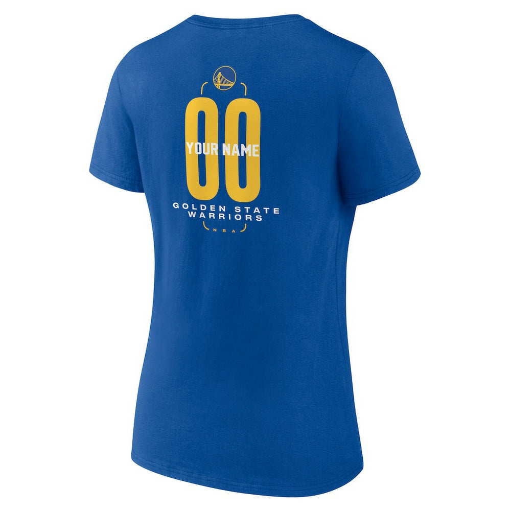 NBA - Golden State Warriors Women's Center Court Name & Number Custom V-Neck T-Shirt - Royal