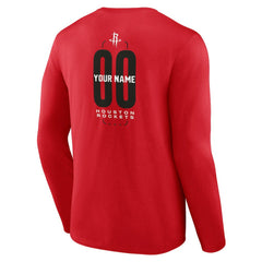 NBA - Houston Rockets Center Court Name & Number Custom Long Sleeve T-Shirt - Red