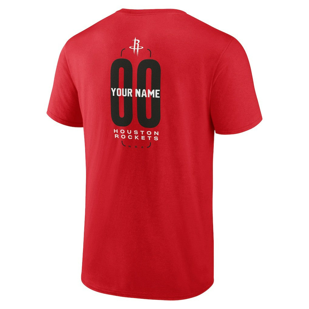 NBA - Houston Rockets Center Court Name & Number Custom T-Shirt - Red