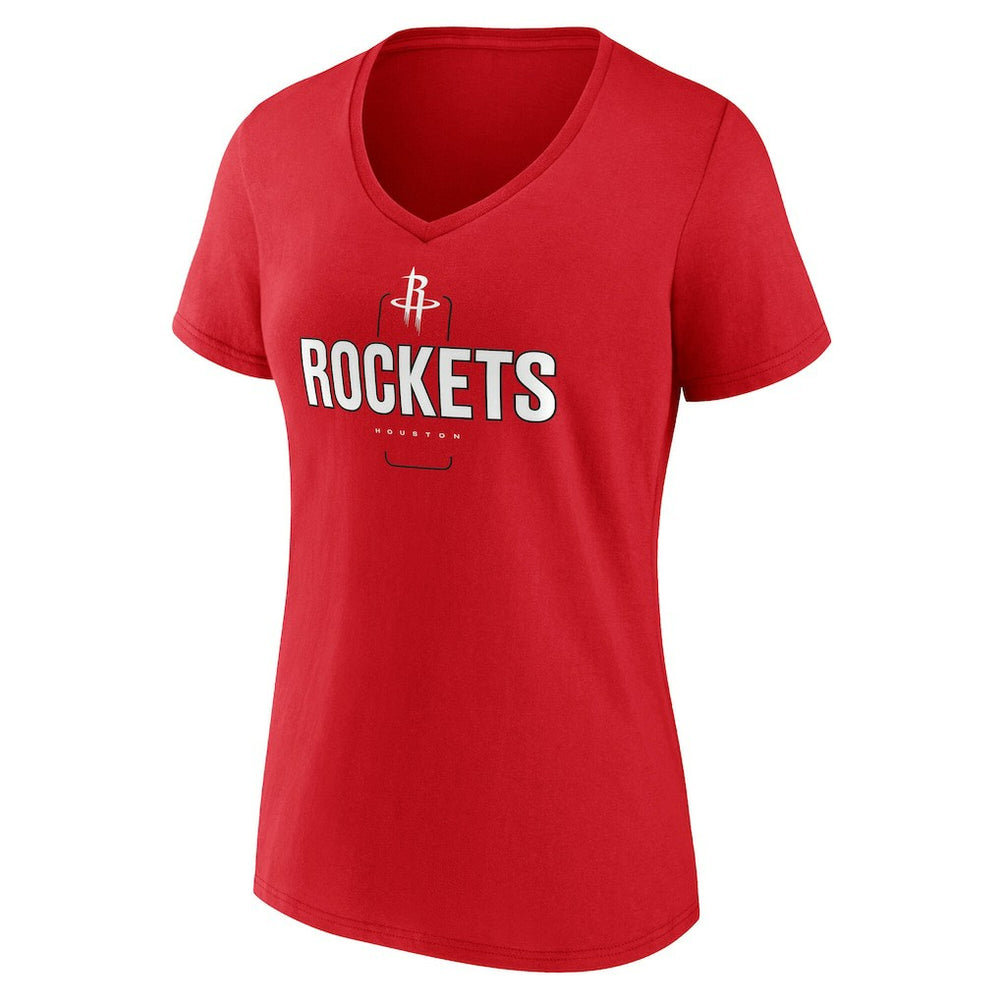 NBA - Houston Rockets Women's Center Court Name & Number Custom V-Neck T-Shirt - Red