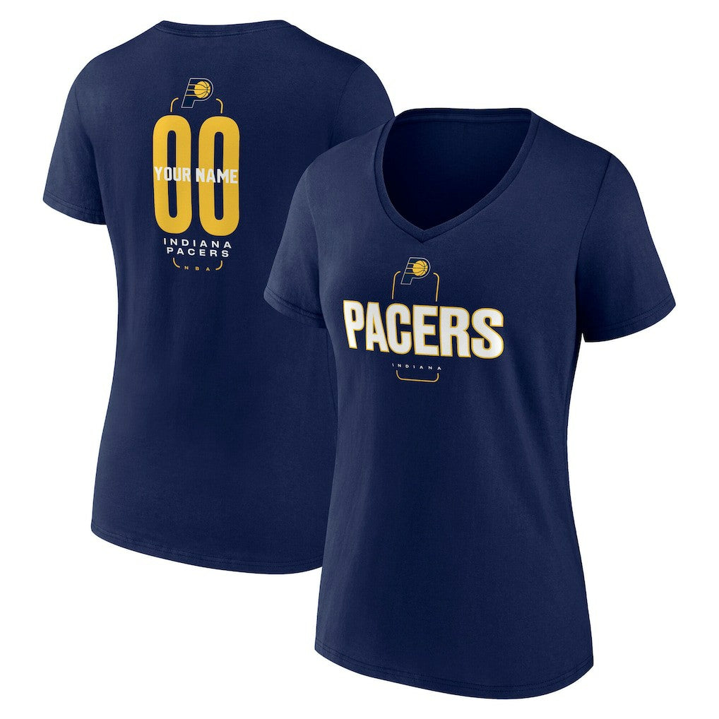 NBA - Indiana Pacers Women's Center Court Name & Number Custom V-Neck T-Shirt - Navy