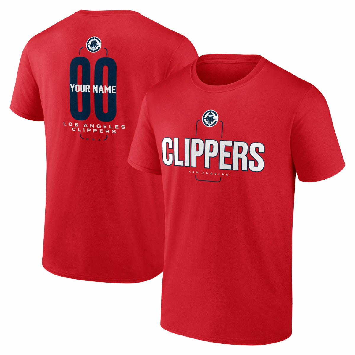 NBA - LA Clippers Center Court Name & Number Custom T-Shirt - Red