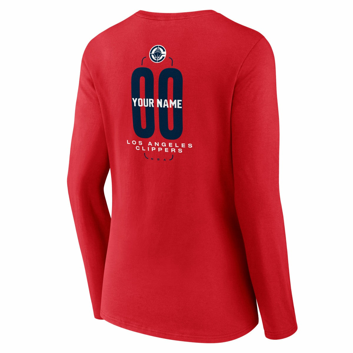NBA - LA Clippers Women's Center Court Name & Number Custom Long Sleeve V-Neck T-Shirt - Red