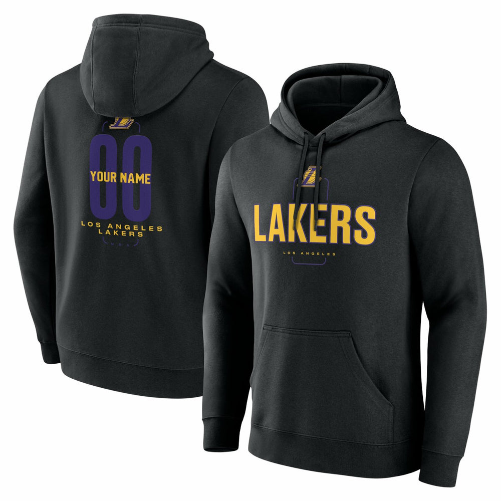 NBA - Los Angeles Lakers Center Court Name & Number Custom Hoodie - Black