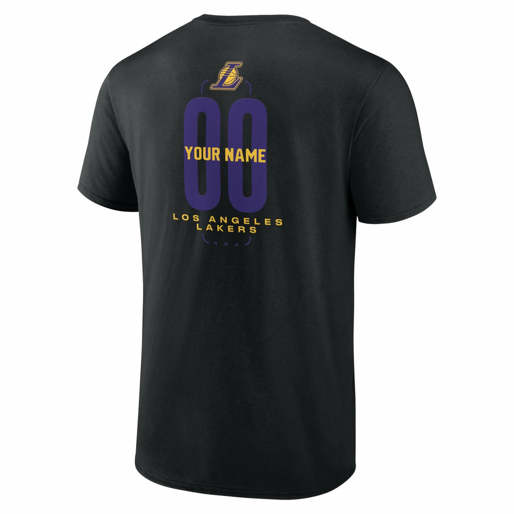 NBA - Los Angeles Lakers Center Court Name & Number Custom T-Shirt - Black