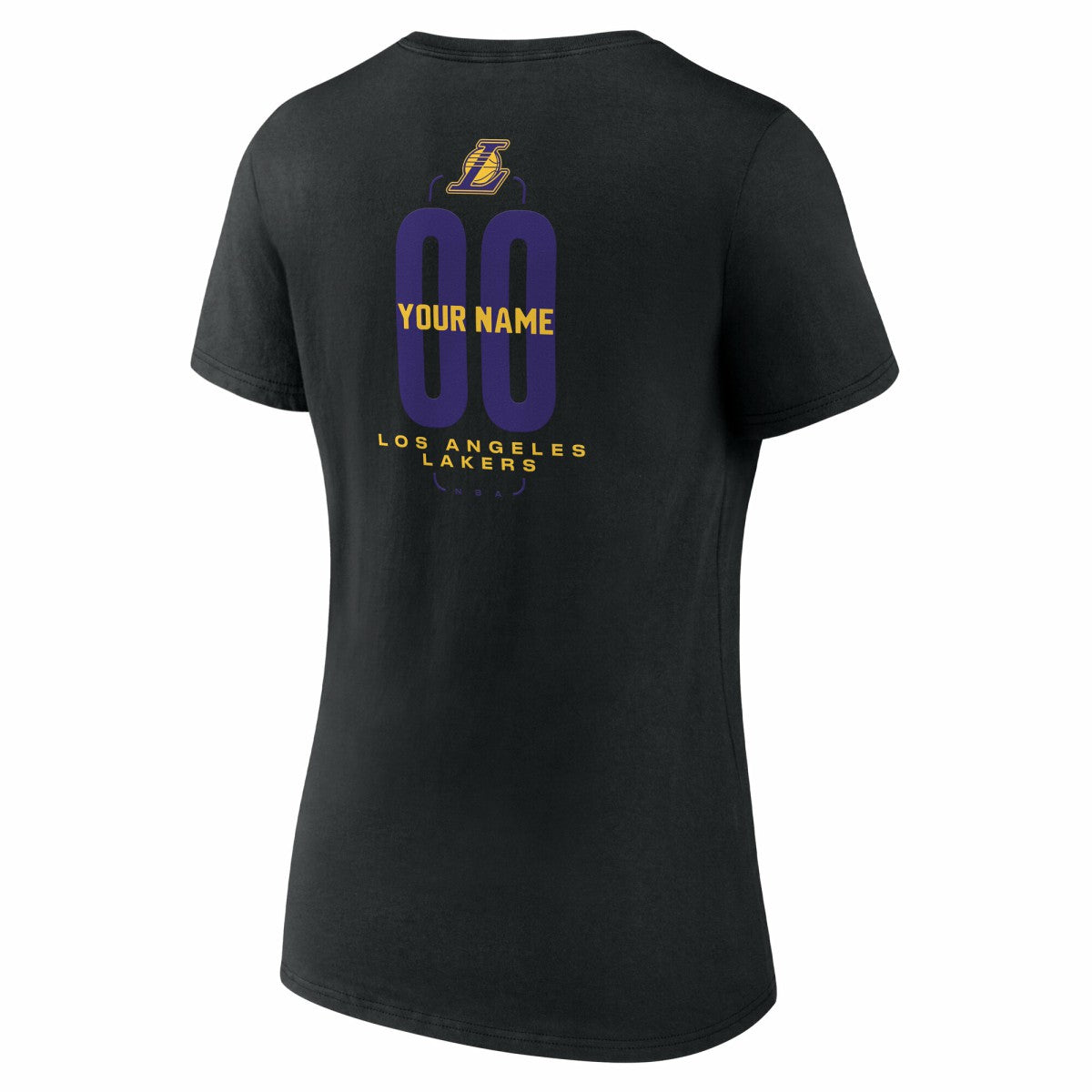 NBA - Los Angeles Lakers Women's Center Court Name & Number Custom V-Neck T-Shirt - Black