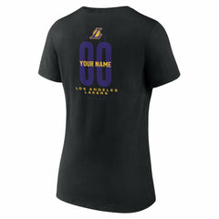 NBA - Los Angeles Lakers Women's Center Court Name & Number Custom V-Neck T-Shirt - Black