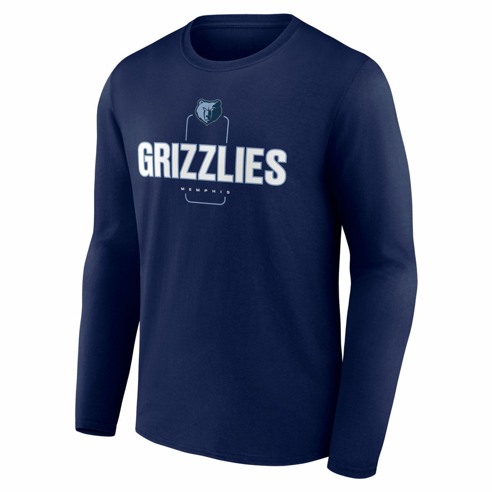 NBA - Memphis Grizzlies Center Court Name & Number Custom Long Sleeve T-Shirt - Navy