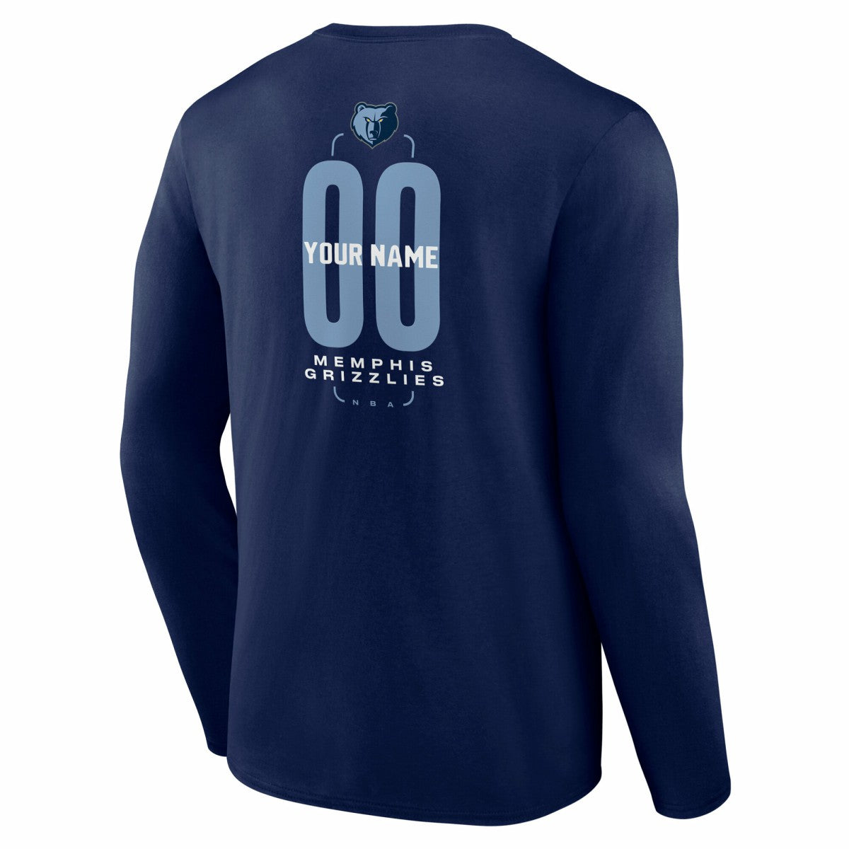 NBA - Memphis Grizzlies Center Court Name & Number Custom Long Sleeve T-Shirt - Navy