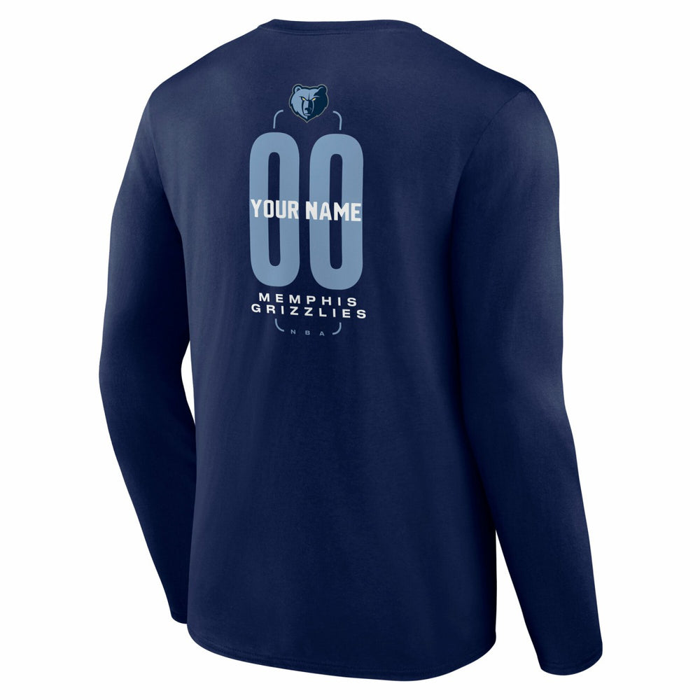 NBA - Memphis Grizzlies Center Court Name & Number Custom Long Sleeve T-Shirt - Navy
