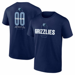 NBA - Memphis Grizzlies Center Court Name & Number Custom T-Shirt - Navy