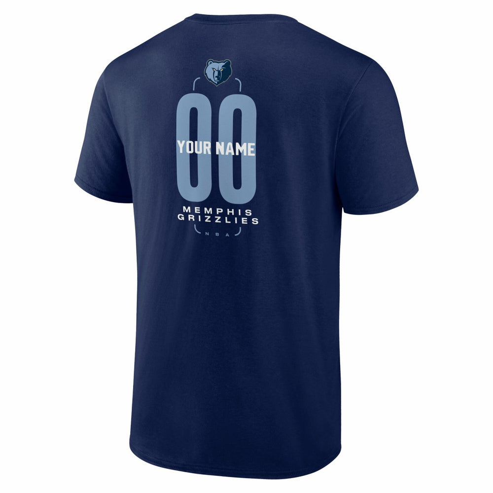 NBA - Memphis Grizzlies Center Court Name & Number Custom T-Shirt - Navy