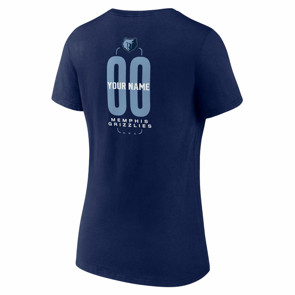NBA - Memphis Grizzlies Women's Center Court Name & Number Custom V-Neck T-Shirt - Navy