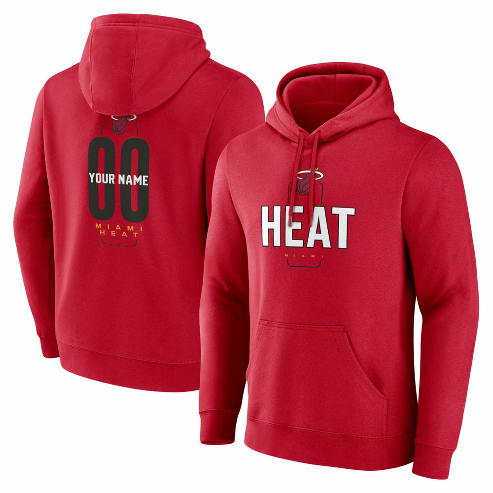 NBA - Miami Heat Center Court Name & Number Custom Hoodie - Red