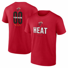 NBA - Miami Heat Center Court Name & Number Custom T-Shirt - Red