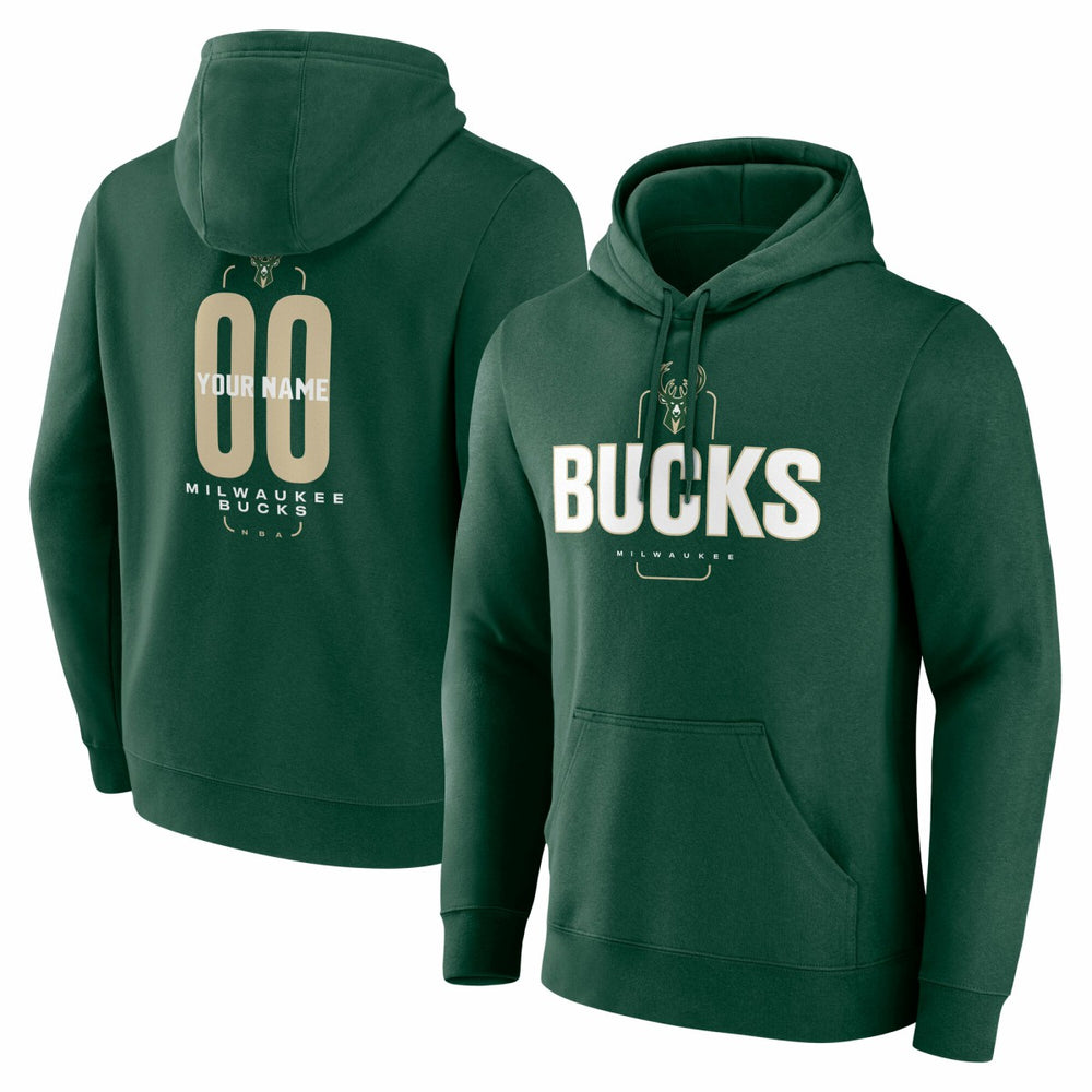 NBA - Milwaukee Bucks Center Court Name & Number Custom Hoodie - Hunter Green