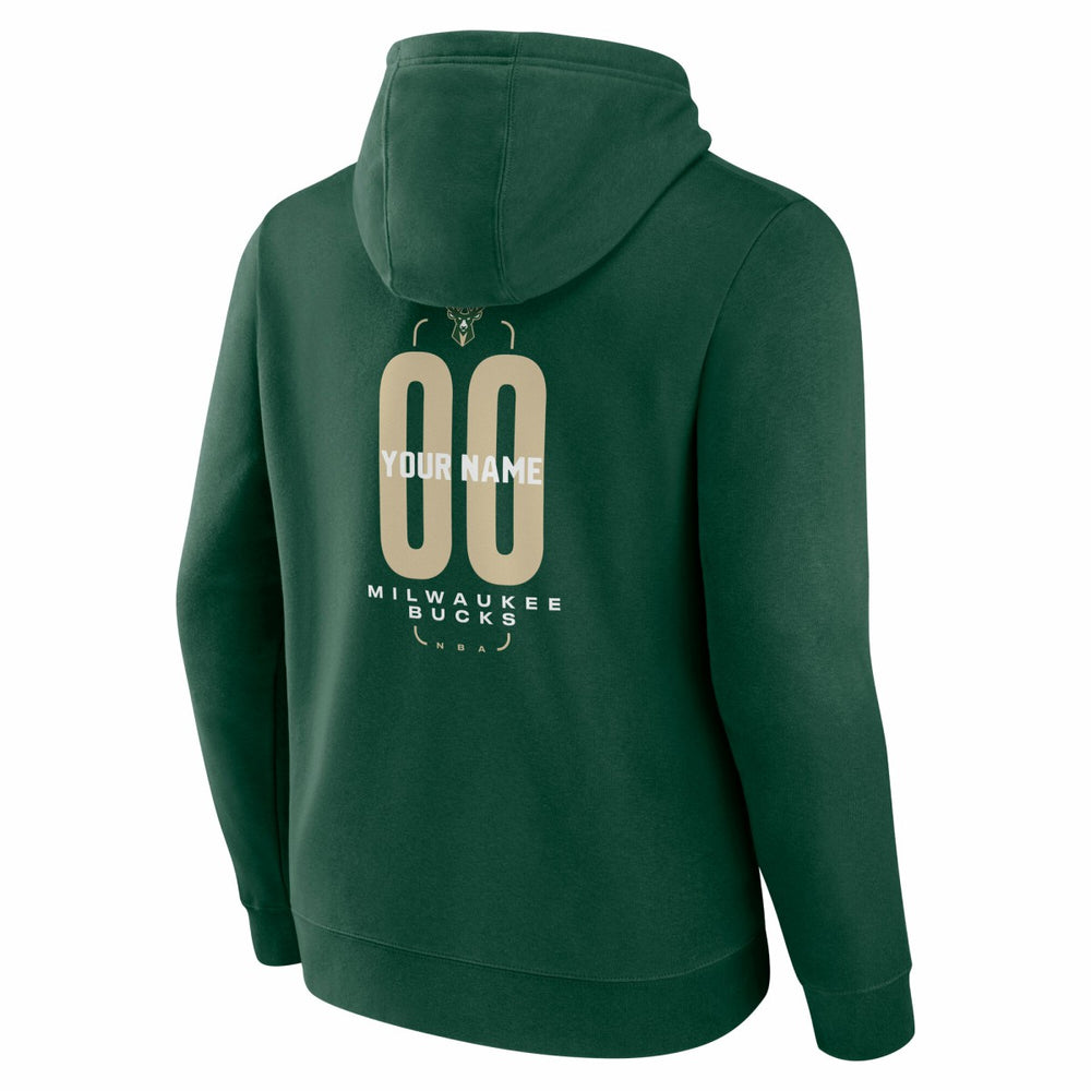 NBA - Milwaukee Bucks Center Court Name & Number Custom Hoodie - Hunter Green