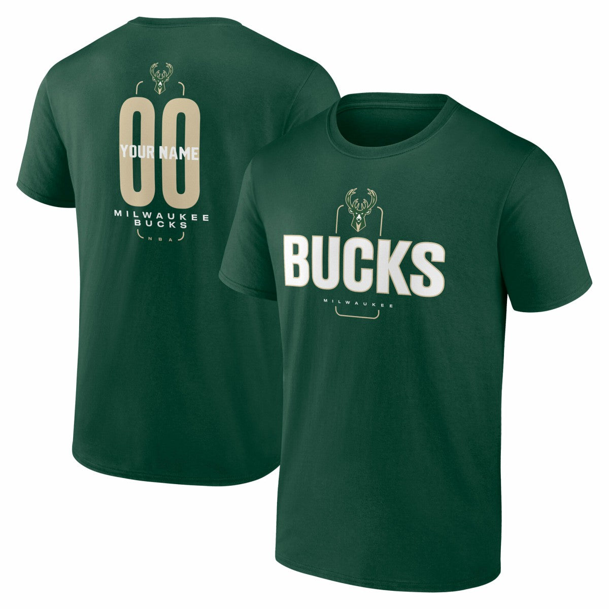 NBA - Milwaukee Bucks Center Court Name & Number Custom T-Shirt - Hunter Green