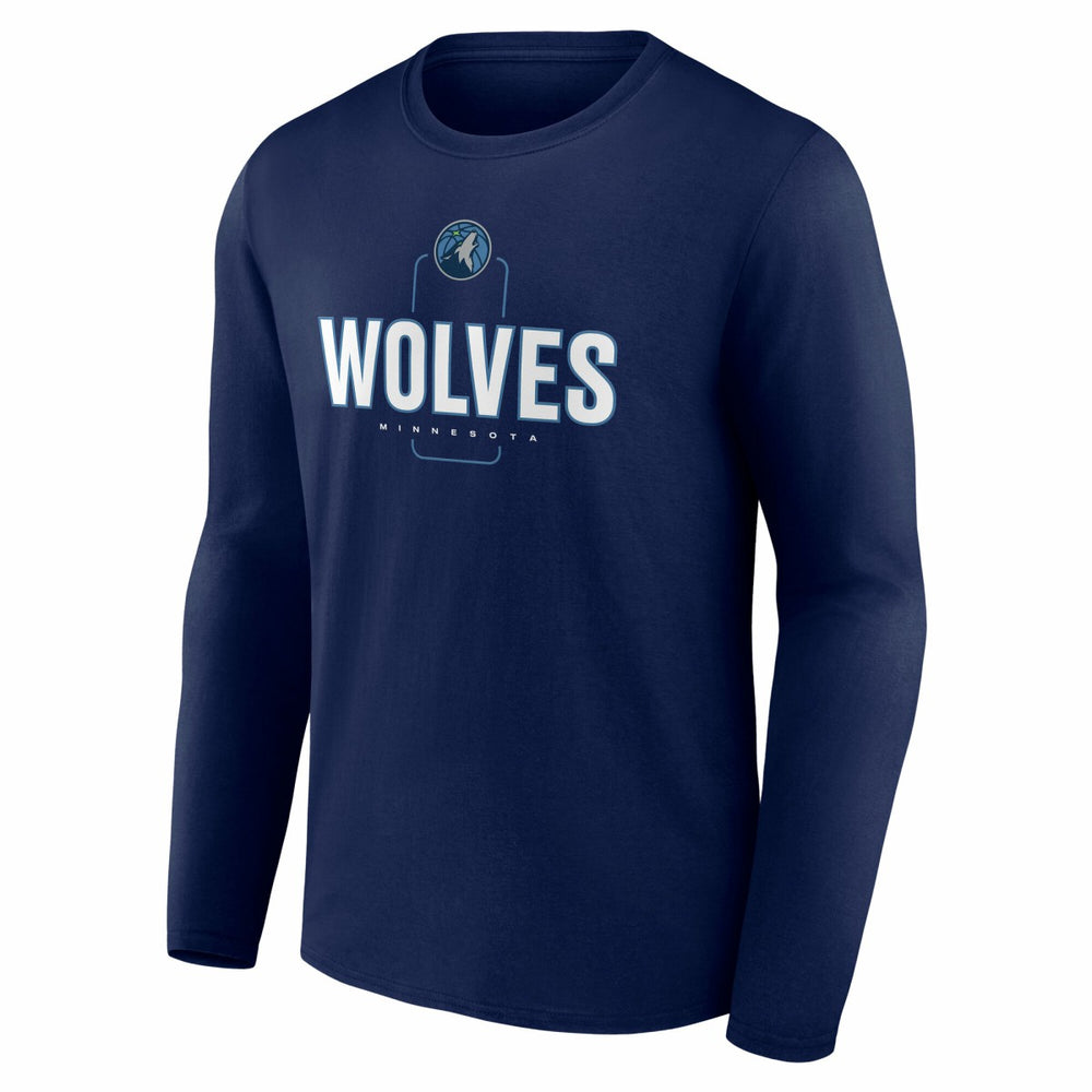 NBA - Minnesota Timberwolves Center Court Name & Number Custom Long Sleeve T-Shirt - Navy