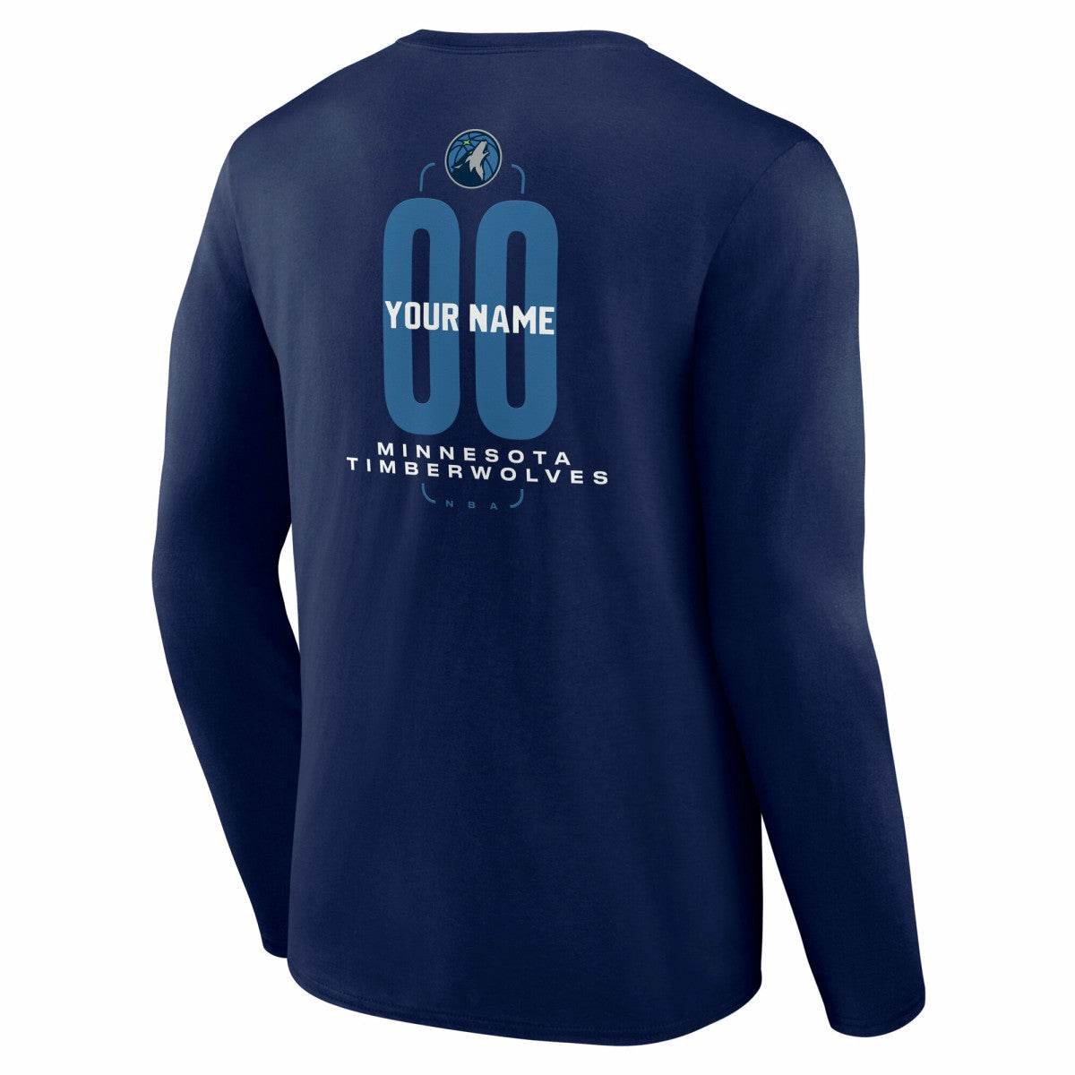 NBA - Minnesota Timberwolves Center Court Name & Number Custom Long Sleeve T-Shirt - Navy