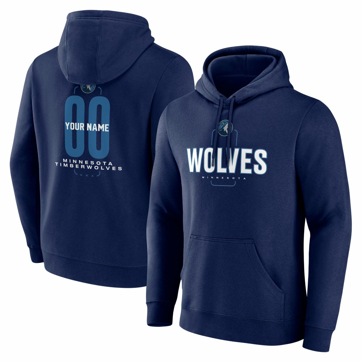 NBA - Minnesota Timberwolves Center Court Name & Number Custom Hoodie - Navy