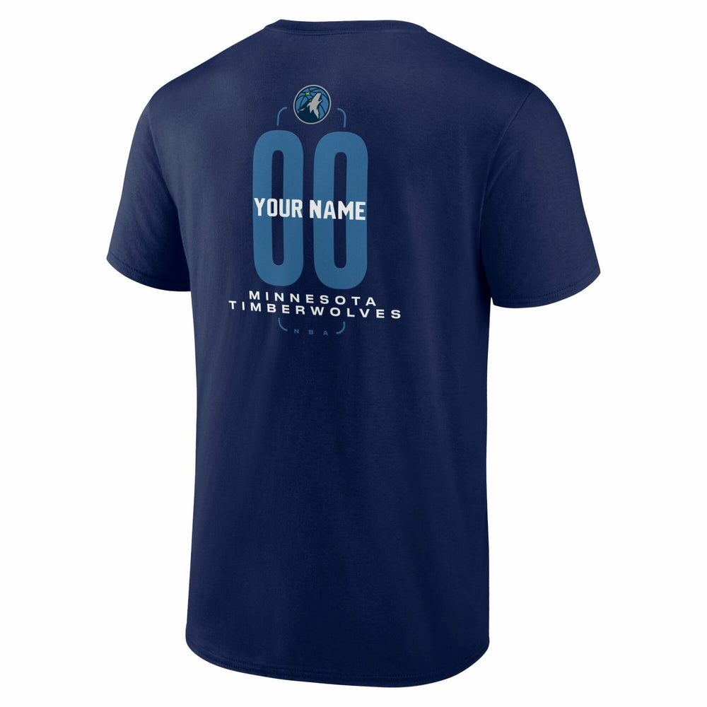 NBA - Minnesota Timberwolves Center Court Name & Number Custom T-Shirt - Navy