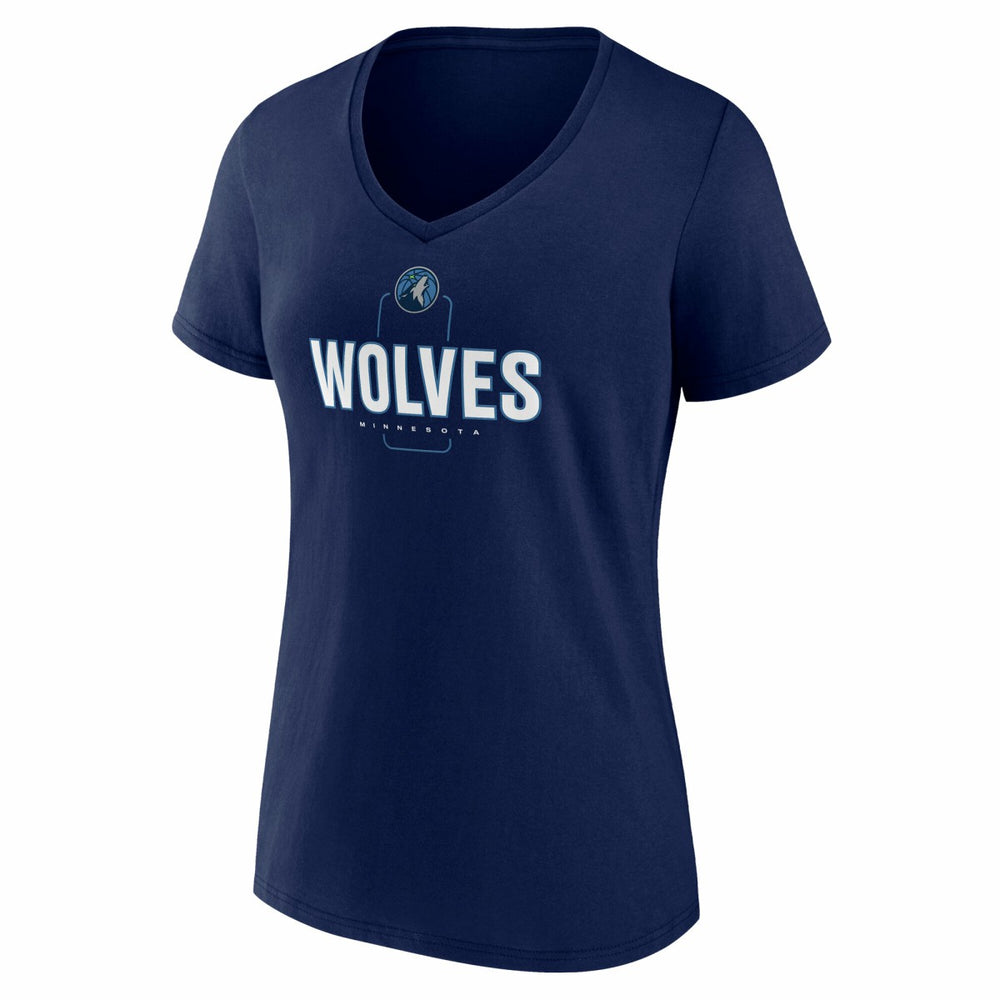 NBA - Minnesota Timberwolves Women's Center Court Name & Number Custom V-Neck T-Shirt - Navy
