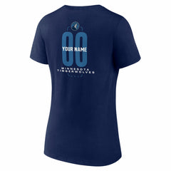 NBA - Minnesota Timberwolves Women's Center Court Name & Number Custom V-Neck T-Shirt - Navy