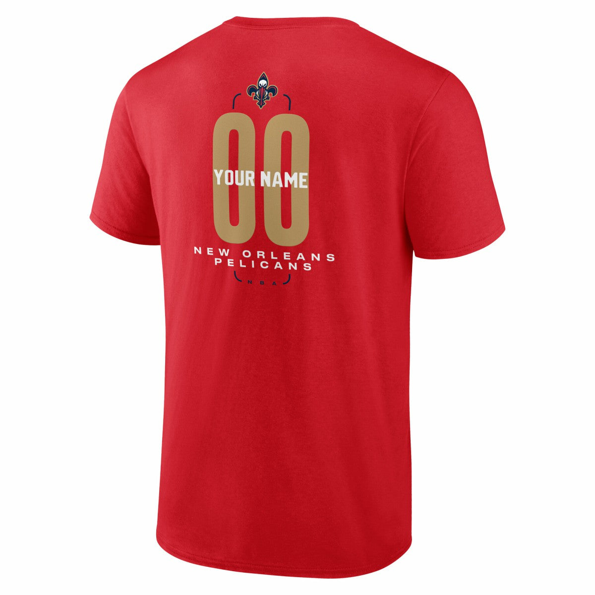 NBA - New Orleans Pelicans Center Court Name & Number Custom T-Shirt - Red