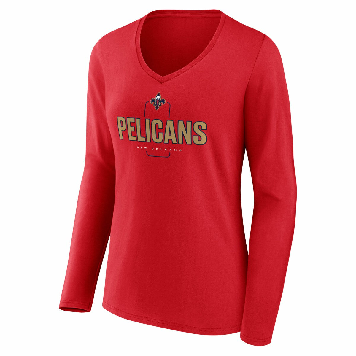 NBA - New Orleans Pelicans Women's Center Court Name & Number Custom Long Sleeve V-Neck T-Shirt - Red