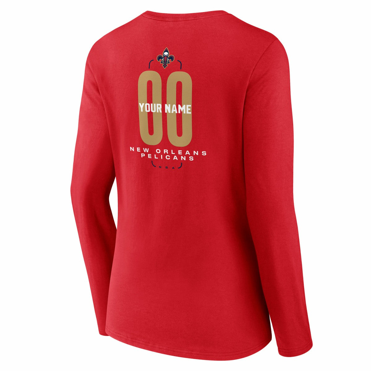 NBA - New Orleans Pelicans Women's Center Court Name & Number Custom Long Sleeve V-Neck T-Shirt - Red