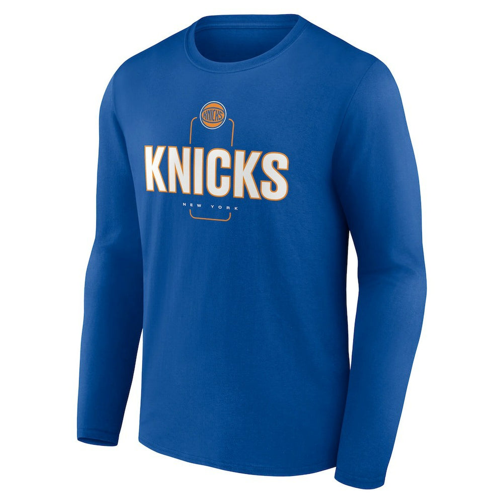 NBA - New York Knicks Center Court Name & Number Custom Long Sleeve T-Shirt - Blue