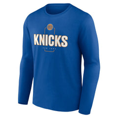 NBA - New York Knicks Center Court Name & Number Custom Long Sleeve T-Shirt - Blue