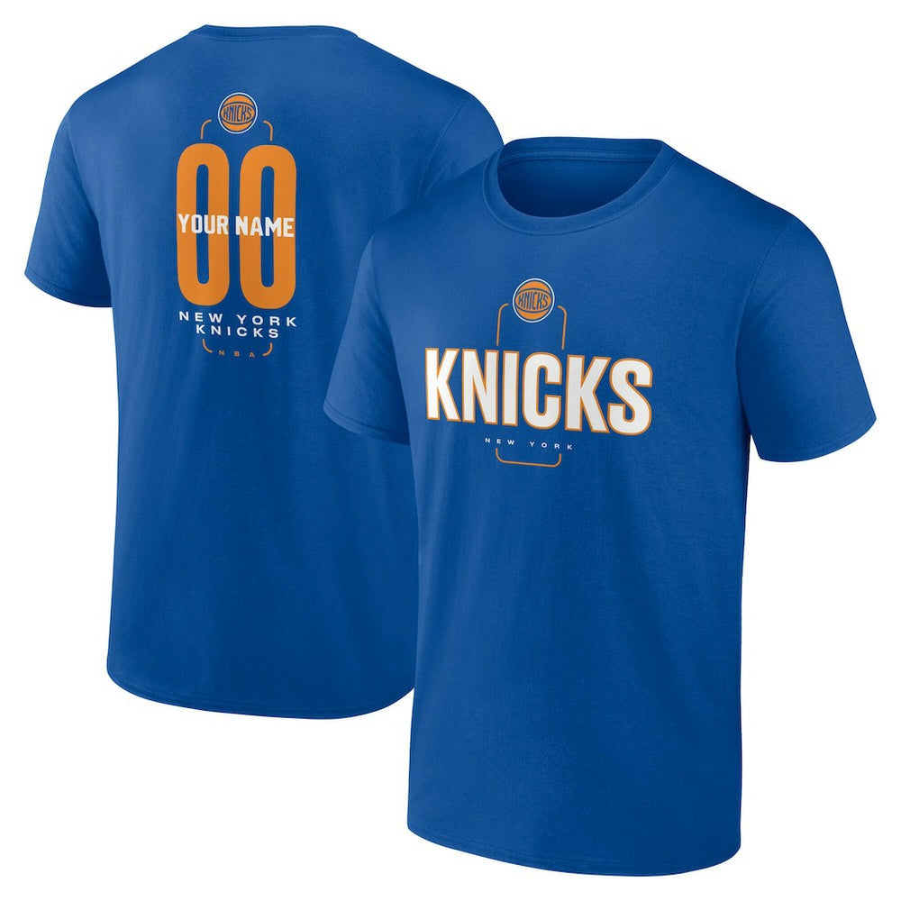 NBA - New York Knicks Center Court Name & Number Custom T-Shirt - Blue