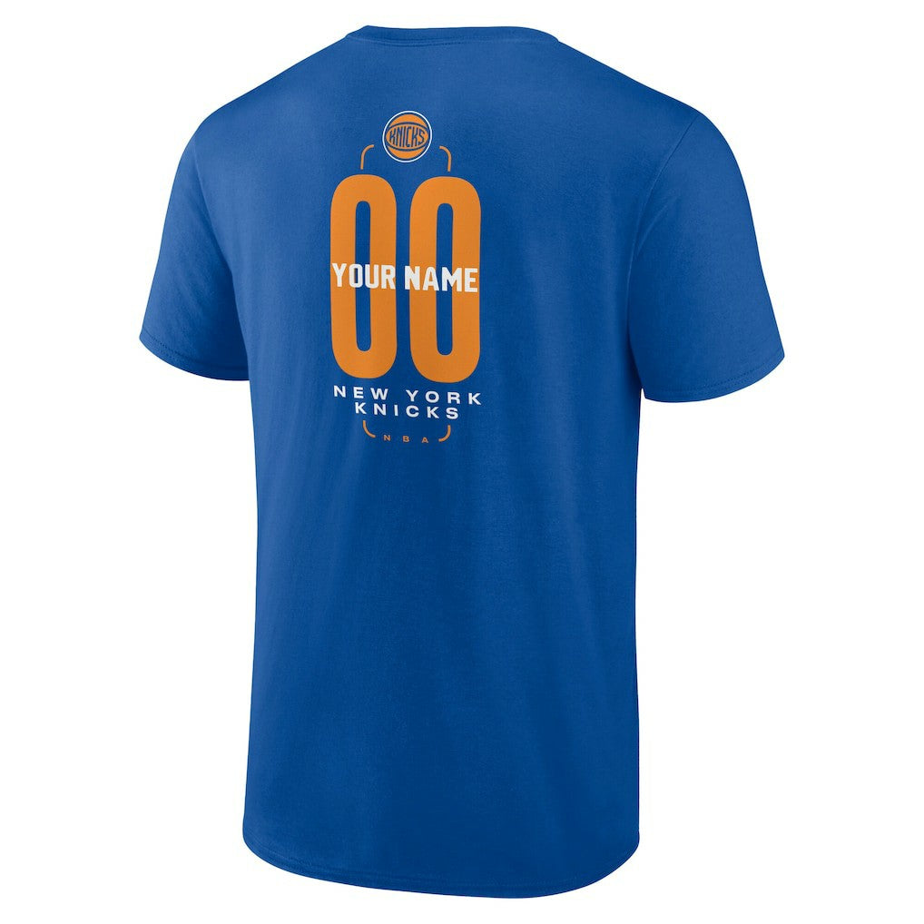 NBA - New York Knicks Center Court Name & Number Custom T-Shirt - Blue