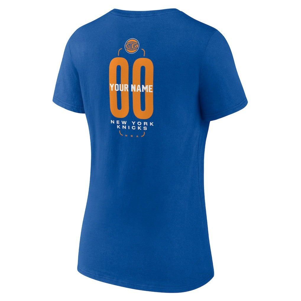 NBA - New York Knicks Women's Center Court Name & Number Custom V-Neck T-Shirt - Blue