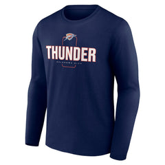 NBA - Oklahoma City Thunder Center Court Name & Number Custom Long Sleeve T-Shirt - Navy