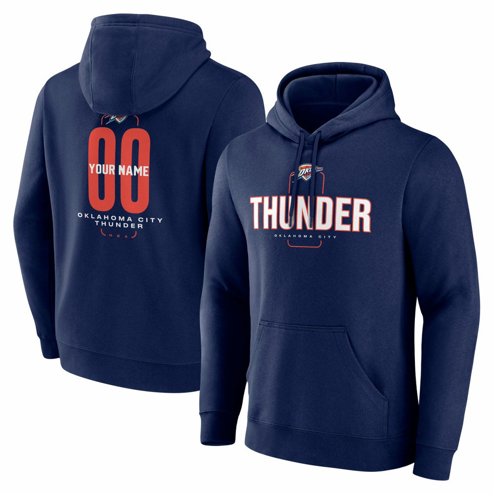 NBA - Oklahoma City Thunder Center Court Name & Number Custom Hoodie - Navy