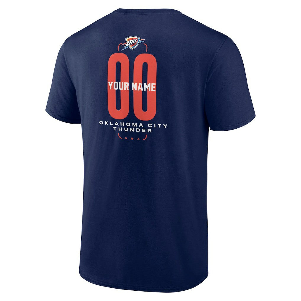 NBA - Oklahoma City Thunder Center Court Name & Number Custom T-Shirt - Navy