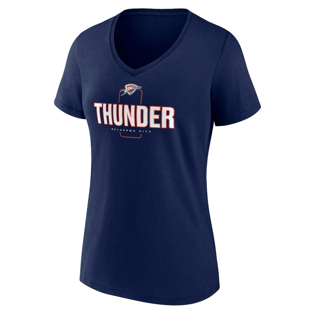 NBA - Oklahoma City Thunder Women's Center Court Name & Number Custom V-Neck T-Shirt - Navy
