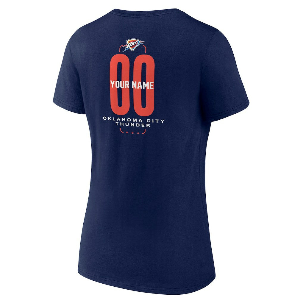 NBA - Oklahoma City Thunder Women's Center Court Name & Number Custom V-Neck T-Shirt - Navy