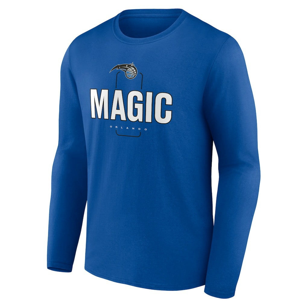 NBA - Orlando Magic Center Court Name & Number Custom Long Sleeve T-Shirt - Blue