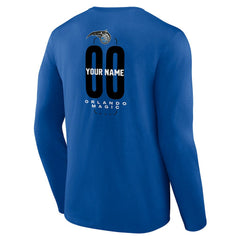 NBA - Orlando Magic Center Court Name & Number Custom Long Sleeve T-Shirt - Blue