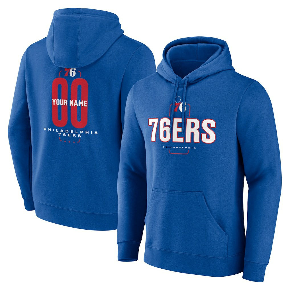 NBA - Philadelphia 76ers Center Court Name & Number Custom Hoodie - Royal