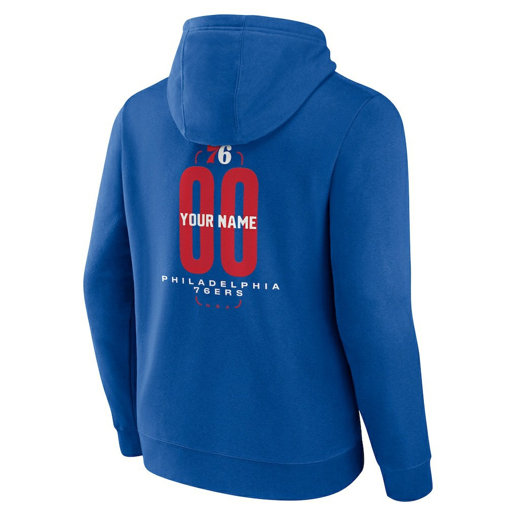NBA - Philadelphia 76ers Center Court Name & Number Custom Hoodie - Royal