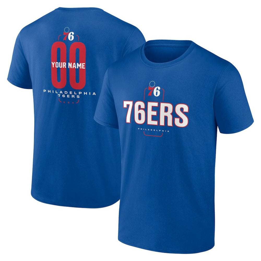 NBA - Philadelphia 76ers Center Court Name & Number Custom T-Shirt - Royal